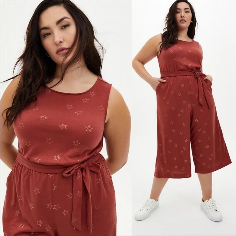 🌟Torrid | Marsala Stars Textured Knit Culotte Jumpsuit